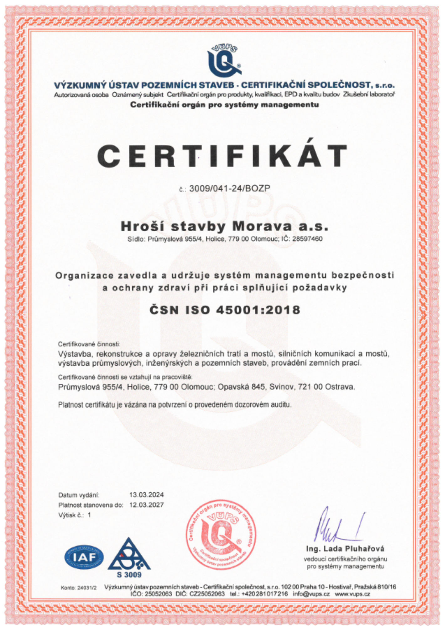 Certifikat 45001 2018