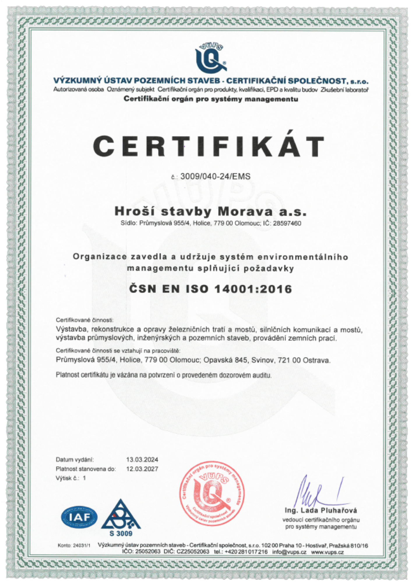 Certifikat 14001 2016